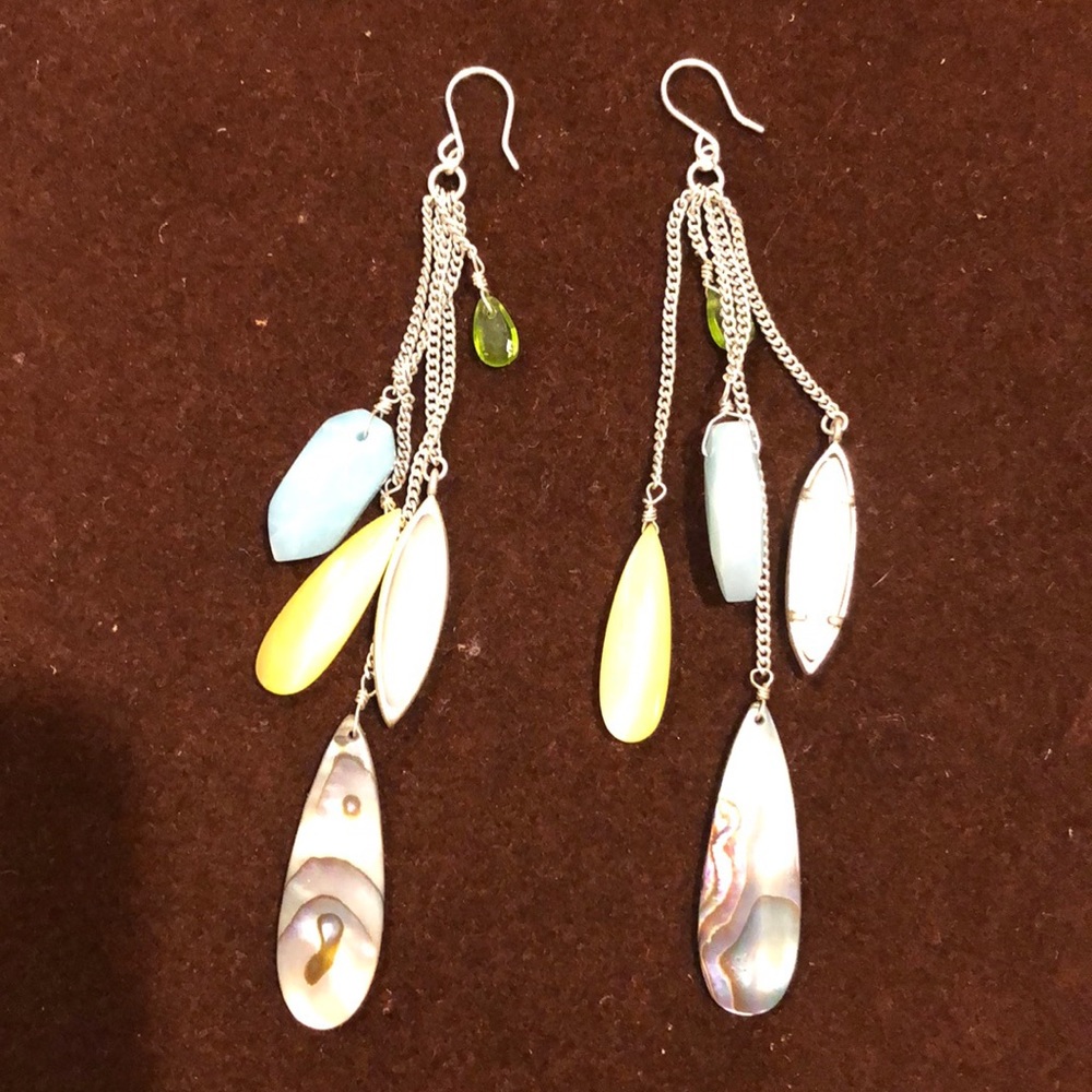 Silver beaded dangle earrings